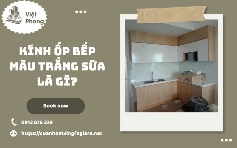 kính ốp bếp màu trắng sữa