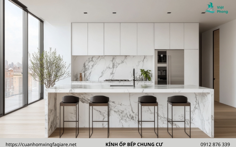 Kính ốp bếp căn hộ chung cư Kính ốp bếp căn hộ chung cư