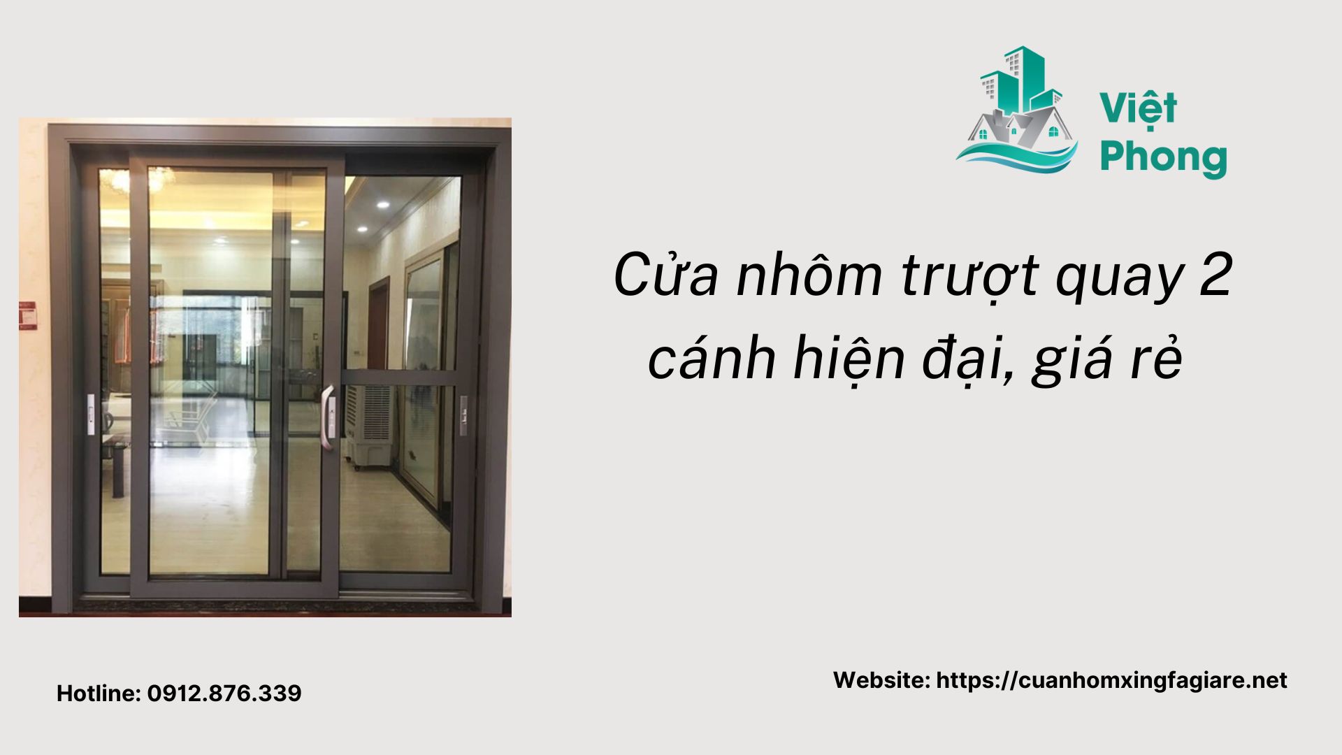 cửa nhôm trượt quay 2 cánh